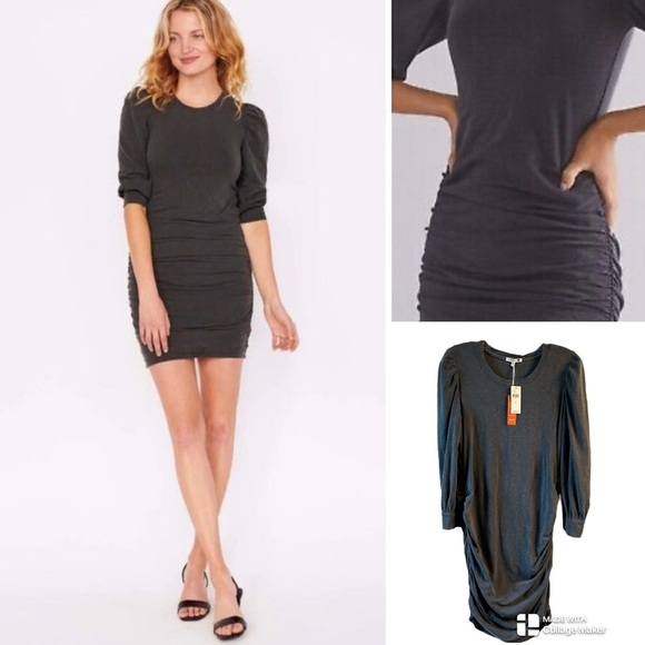 NWT Anthropologie Sundry ruched gray mini dress - Picture 2 of 14